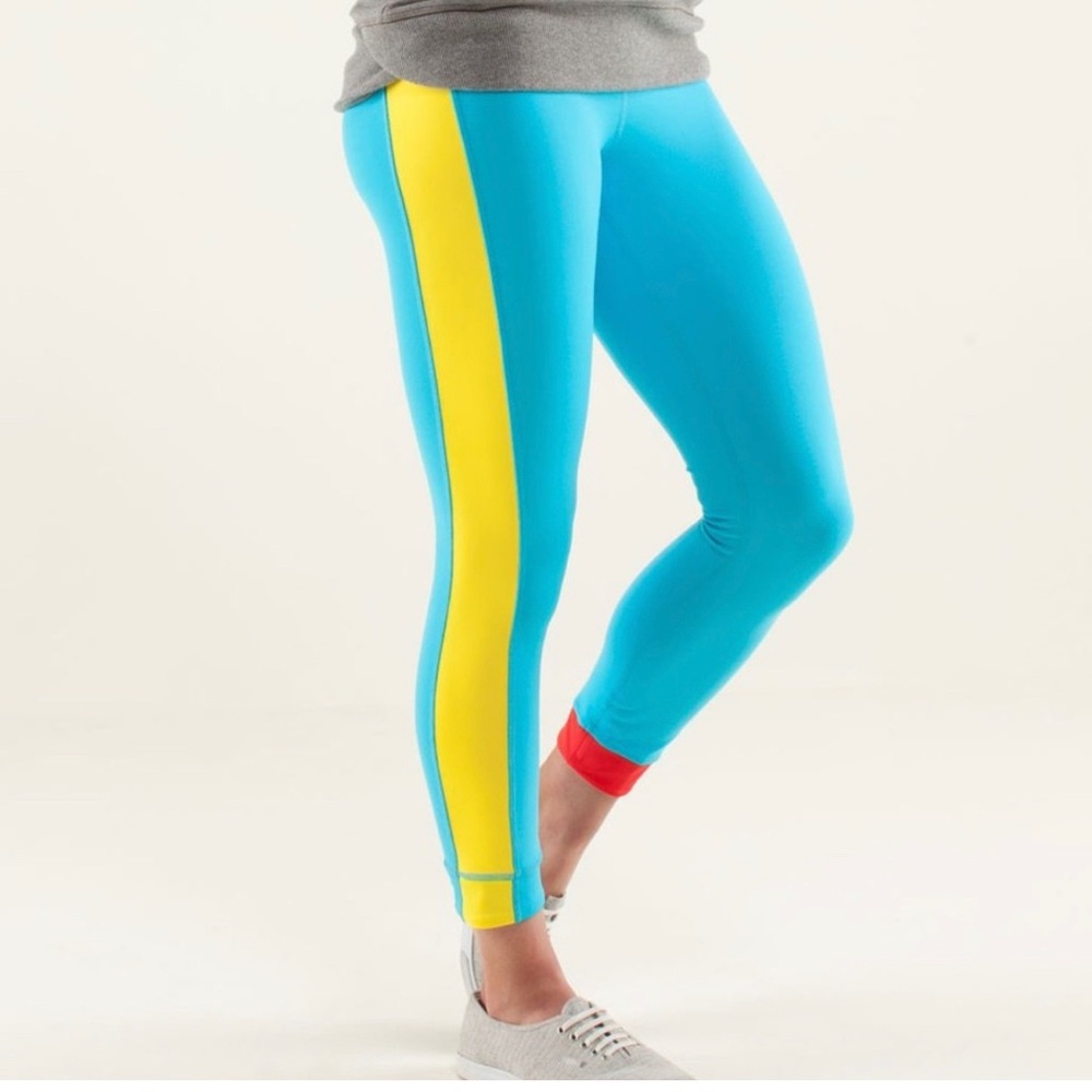 Lululemon Amped Crop Leggings size 6 blue red yellow